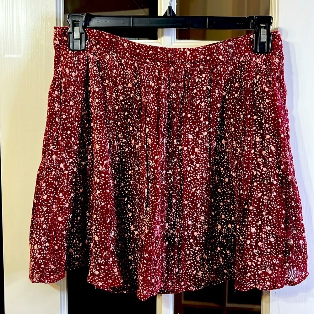 LUCKY BRAND‎ Red Boho Mini Skirt L Cottagecore Peasant Preppy Granola Minimalist